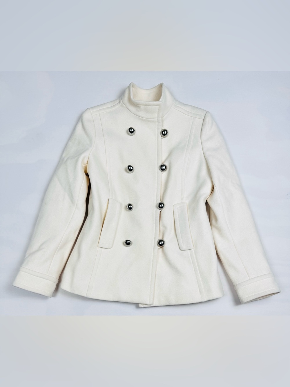 Banana Republic Wool Double Breasted Military Peacoat Ivory Women’s S